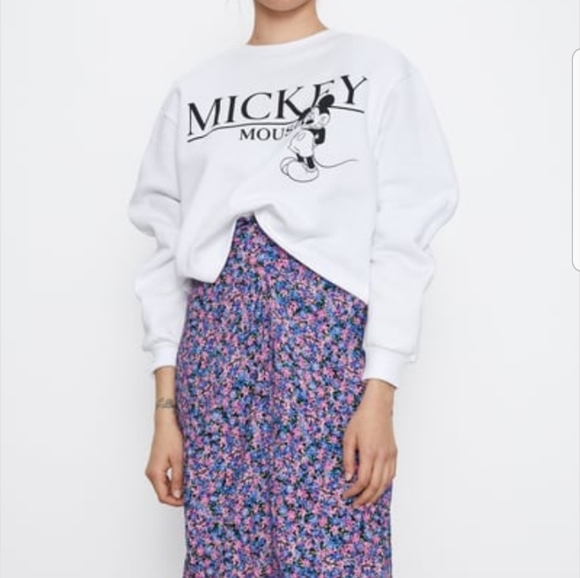 Zara Tops - Zara Mickey white crop sweater